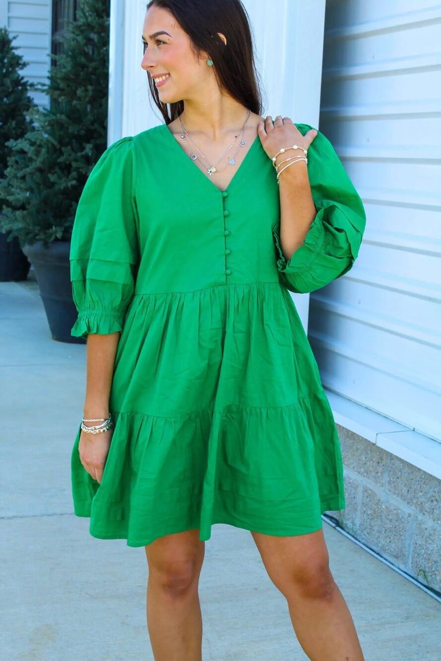 Mary Square Raya Dress green small